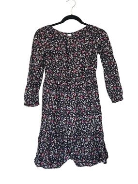Carter's Black Long-Sleeve Floral Dress with Pink & White Flowers